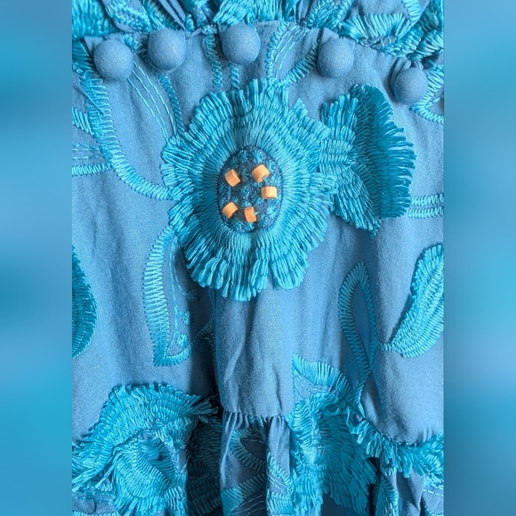 Farm Rio Blue 3d flower sleeveless maxi dress - Picture 9 of 16